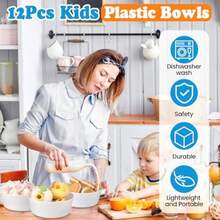Foaincore - 24 cuencos de plástico para niños 10 onzas apto para microondas lavaplatos cuencos para niños botanas coloridos para ensalada postres para niños suministros de sopa blanco - Blanco - Ver 4