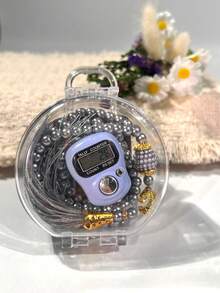Hộp đựng tràng hạt kéo trong suốt mới, tràng hạt cầu nguyện Hồi giáo kèm vòng đếm ngón tay, tràng hạt điện tử thích hợp cho các lễ hội và quà tặng. - Nhiều màu - Xem 4