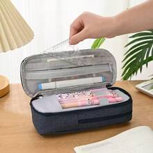 1 Hộp bút gấp gọn, hai lớp, dung tích lớn, đơn giản và sáng tạo, đa chức năng, túi đựng văn phòng phẩm có chân đế, hộp đựng bút. - Mảnh duy nhất - Xem 5