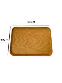 1个木纹塑料托盘，长方形餐盘，咖啡厅甜点盘，储物盘，蛋糕盘 - 棕色 - 查看 12