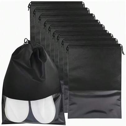 Bolsa organizadora de viaje portátil para zapatos, bolsa con cordón negro adecuada para ropa, zapatos, sombreros, bolsos, etc.