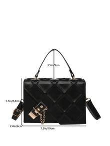 Bolso de mano minimalista y de textura de moda, nuevo bolso de hombro y cruzado personalizado y con estilo para mujer - Negro - Ver 2