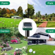 Mole Repellent Solar Powered ,Snake Vole Repellent Outdoor, Gopher Repeller Ultrasonic Solar Powered For Lawn Garden Waterproof,  Mole Spikes,Get Rid Of Moles Groundhog Chipmunk Repellent - màu đen - Xem 2
