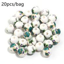 6-14毫米陶瓷花朵珠子，复古别致珠宝制作材料，10-30颗陶瓷印花珠子，可用于制作耳环、项链、手链 - 碎花陶瓷珠 - 查看 11