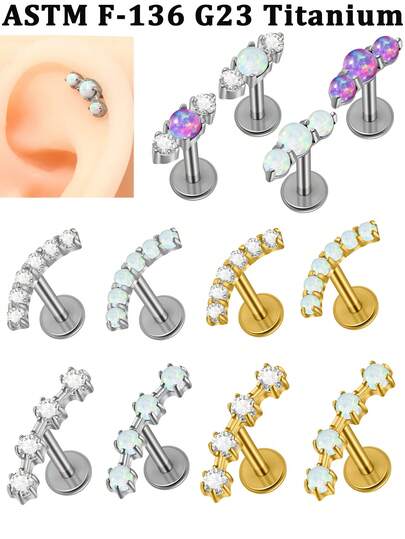 1 chiếc khuyên môi Arc 3/4/6 CZ & Opal F-136 bằng titan không gây dị ứng, đính đá Zirconia tròn, cỡ 16G, ren trong, mặt phẳng, thích hợp cho sụn tai, vành tai, daith, conch, trang trí sáng bóng, thanh lịch, quà tặng cho cả nam và nữ.