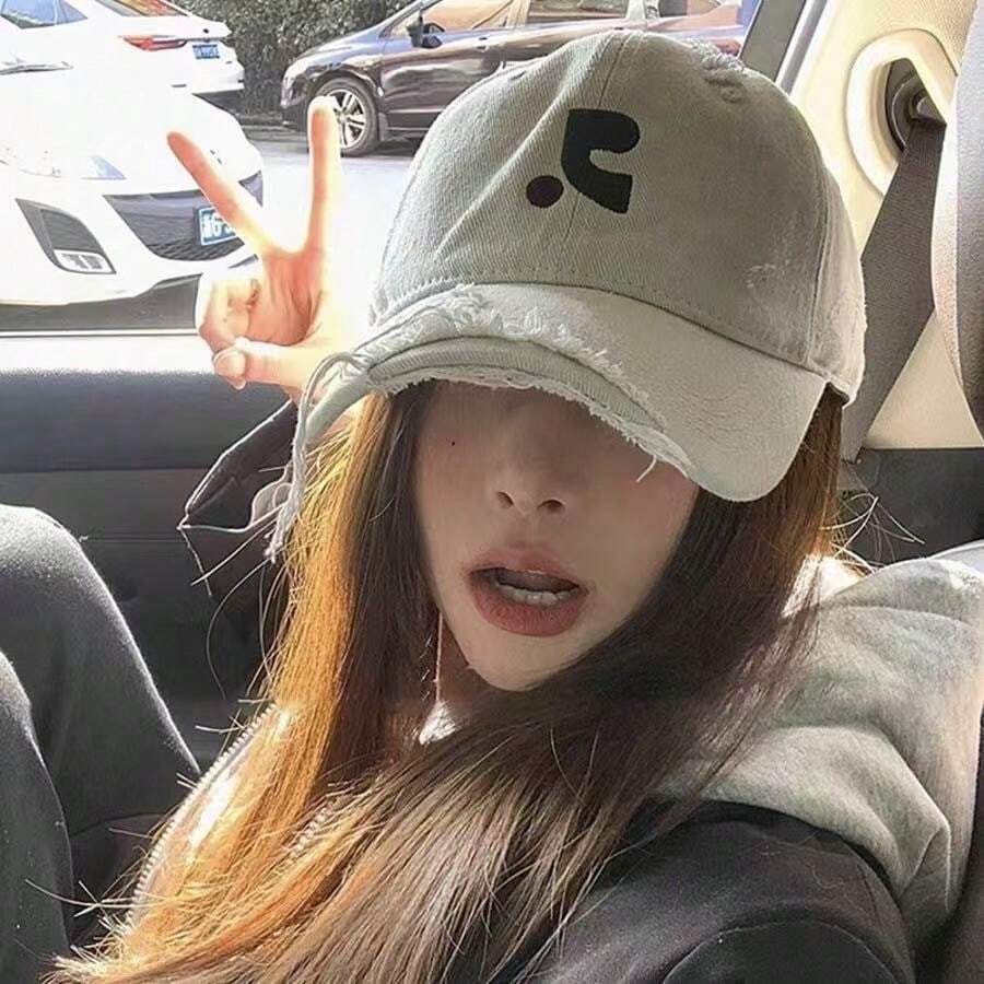 1pc New Vintage American Baseball Cap, Embroidered, Distressed, Minimalist, Suitable For Summer, Shading, Versatile, Korean Cotton - Multicolor - View 1