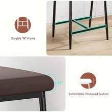 Barstools - พนักพิงหนังสีน้ำตาล - ชุด 4 ชิ้น - ดู 7
