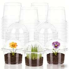 18pcs/36pcs Humidity Dome Seed Starter Trays, 4.33inch Transparent Seed Starter Pots (36 Pots + 36 Clear Lids), Seedling Germination Containers, Small Planting Pots, Outdoor Storage, Adjustable Mini Plant Tray For Home And Garden - A - View 1