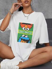 Graphic Tees Women Fifth Sun Sesame Men's Everything I Know I Learned On The Streets Short Sleeve Crew Tee Men's Summer Casual 180g Pure Cotton T-Shirt Patterned Printed Short Sleeved Top T-Shirt - 白色2 - 查看 4