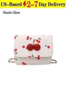 Cute Cherry Print Mini Bag, New Overseas Summer Sweet Mini Lipstick Bag, Four Colours Available,Chain Crossbody Earphone Bag, Shoulder Bag, Fashionable Korean Style Crossbody Bag,Gifts For Meetings, Birthday Presents, Suitable For Both Everyday Life And Holiday Travel - Nhiều màu - Xem 12