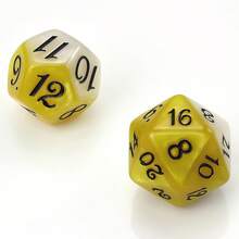7pcs Dual-Color Polyhedral Dice Set, White & Yellow With Black Numbering, Suitable For Holiday Gifts And Yard Games - 黃色 - 查看 3