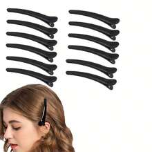 6-Piece Set Of Matte Black Duckbill Clips - Vintage Salon-Style Hair Accessories, Suitable For Various Hairstyles, Essential Accessories For Hairdressers - 黑色 - 查看 5
