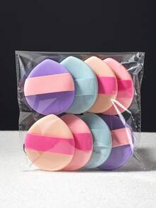 4pcs/8pcs/12pcs Large Double-Sided Water Droplet Makeup Sponge Puff, Suitable For Liquid Foundation, Expands When Wet, Dry & Wet Dual Use - Multicolor - View 4