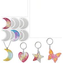 24-Cavity Butterfly Heart Star Moon Pendant Keychain Silicone Molds, Jewelry Resin Casting Mold With Hole - Default - View 9