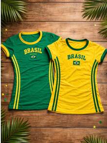 Brazil Baby Look Style Blouse Kit With Embroidered Details, Polyester - Green / Yellow - View 3
