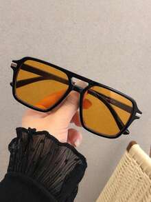 1 chiếc kính thời trang nữ dáng vuông màu đen phong cách retro, phù hợp để đeo hàng ngày và chụp ảnh đường phố. - Nhiều màu - Xem 8