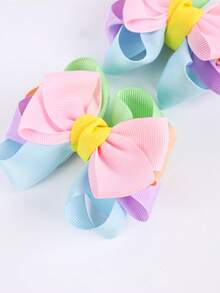 2pcs/Set Candy Color Hair Clips, Bowknot, Satin Ribbon, Alligator Clips Hair Accessories, Suitable For Girls & Teenagers Daily Use - Multicolor - View 3