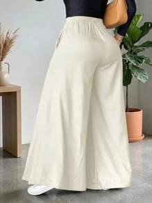 Fashionable Solid Color Casual Loose Wide-Leg Pants For Women, Elegant And Minimalist Black Spring - Apricot - View 3