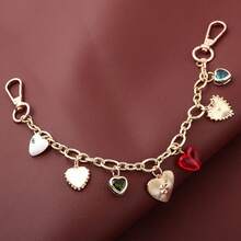 1 pièce Porte-clés de luxe en forme de cœur, style punk doux, pendentif de sac incrusté de pendentif d'amour. Accessoires de bijoux, cadeau magnifique pour les amis - Multicolore - Voir 6