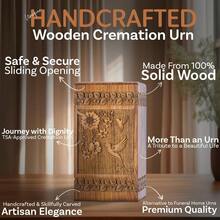Handcarved Wooden Cremation Urn For Human Ashes - Tree Of Life Design, 250 Lbs Capacity, Suitable For Adult Men And Women - Decorative Funeral Urn Box And Casket - Hummingbird-rosewood - View 4