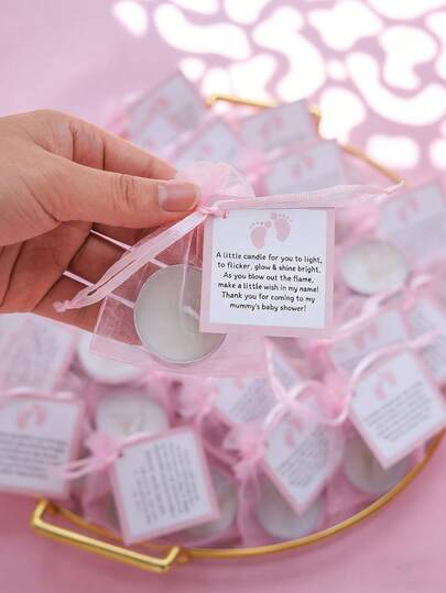 50支粉色蜡烛套装，适用于迎婴派对、洗礼派对、性别揭晓派对、迎婴派对装饰