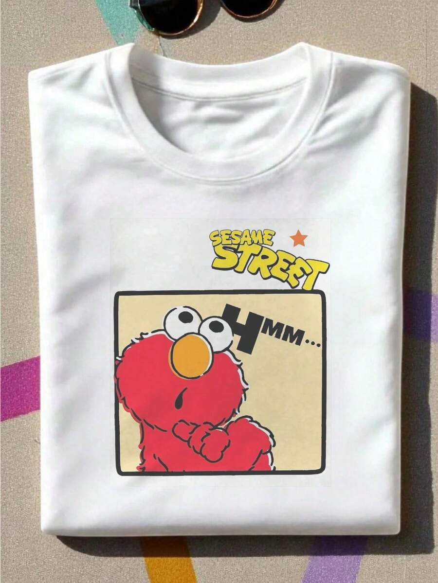 Graphic Tees Women Fifth Sun Sesame Men's Everything I Know I Learned On The Streets Short Sleeve Crew Tee Men's Summer Casual 180g Pure Cotton T-Shirt Patterned Printed Short Sleeved Top T-Shirt - 白色7 - 查看 1