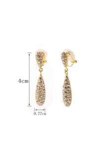 1pair No Piercing Rhinestone Water Drop Clip-On Earrings, Personalized Fashion Jewelry For Women, Birthday Gift - 黃金 - 查看 4