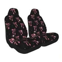 Black Background Pink Bow Design Print Universal Car Seat Cover - Black Background With Pink Bow - View 4