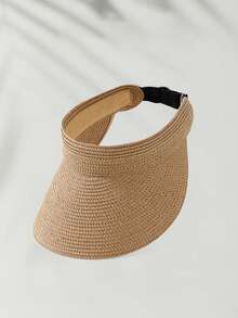 1 pieza Sombrero de paja de verano, adecuado para vacaciones en la playa, protección solar, atuendo casual, regalo del Día de la Madre - A - Ver 8