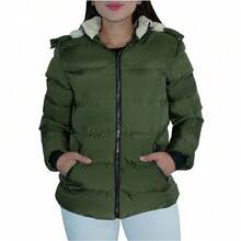 Shendy Vendy Women's Jacket Warm Polyester With Fur-Like Collar - Dark Green - View 6