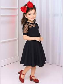 Girls' Gode Dress With Princess Sleeves Tulle Social Evangelical Fashion - 黑色 - 查看 4
