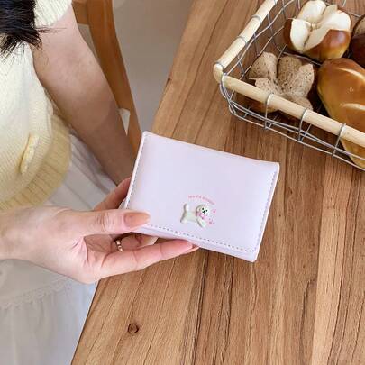 Minimalist Credit Card Holder, Women's Casual Wallet, Cartoon Puppy Design, Cute & Short Tri-Fold Wallet With Multiple Card Slots And Coin Pouch, Suitable For Students And Young Ladies For Women Money Wallet Mini Wallet Purse Wallet Small Wallet Cute Wallet
