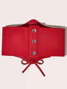 1pc Women's Red Fashionable Versatile Elastic Waist Belt, Suitable For Daily Commute, Dinner, Party And Other Occasions - Red - View 3