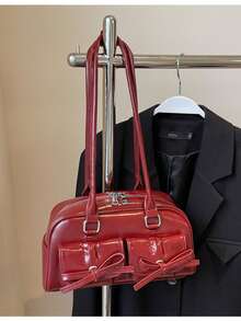 Bolso de mano para mujer, nueva moda primavera/verano, versátil de gran capacidad con múltiples bolsillos, adecuado para festivales de música, fiestas y como regalo - Burdeos - Ver 1