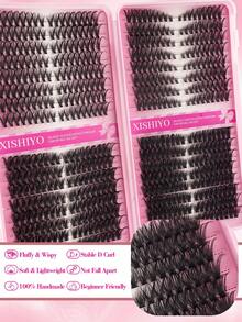576+560pcs Eyelash Cluster, D Curl, Single Lash Set, 30D+40D+50D+60D+80D+100D Curl, 8-16mm, DIY Eyelash Extension, Natural Look, Super Dense, Intelligent, Ultra Soft, Ultra Lightweight, Reusable Single-Segment False Eyelash Extension Kit, Suitable For Beginners, Daily, Wedding, Date, Party, Music Festival, Halloween And Other Occasions - D - View 4