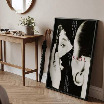 1pc Sade Album Cover Wall Art Picture Black & White Portrait Prints Canvas Paintings Iconic 80s R&B Poster Mirror Fragment & Song Titles For Bedroom, Living Room & Dorm Gift For Her Unframed Or Framed