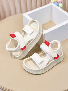 1 par de sandalias blancas para niños, nuevo diseño, antideslizante, zapatos de verano para niños pequeños/niños pequeños, suela blanda - Blanco - Ver 1