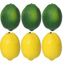 Fake Lemons Artificial Fruits With 25 Leaves Faux Yellow Lifelike Plastic Lemon Decorations Realistic Limes Fruit Decor For Home Kitchen Table Cabinet Holiday Party Photography Props - Multicolor - View 14