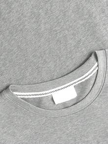 2025 年女士印花T卹，山脈倒影印花，寬鬆版型，100%純棉材質，透氣面料，舒適穿著，夏日度假穿搭 - 花灰 - 查看 7