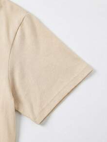 男士“和平而非仇恨”标语及男孩图案T恤，夏季街头时尚模板艺术复古涂鸦风格米色T恤 - 杏色 - 查看 8