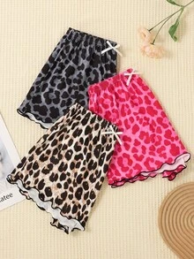 3pcs Plus Size Women Leopard Print Shorts Pajama Pants Set, Loose Comfortable Casual Wear For Summer - Multicolor - View 4