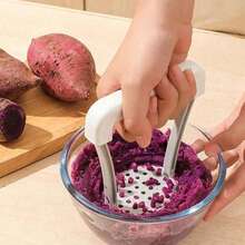 1pc Manual Potato Masher, Durable Plastic Hand-Operated Mashing Tool, Kitchen Vegetable & Fruit Crusher, G-Type Masher, Essential Kitchen Tool - Multicolor - View 4