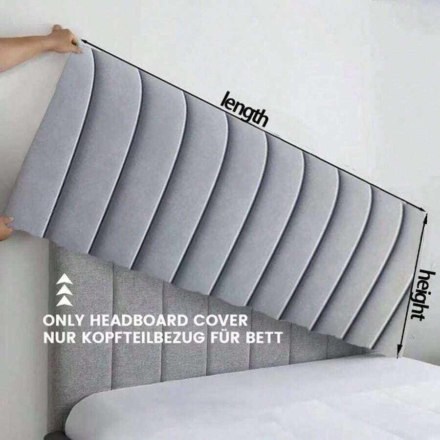 Thickened Velvet Headboard Cover, Full-Wrap Dustproof Protector, Double-Sided Soft Padding, Anti-Collision Headboard Cover - Dark Grey - View 1