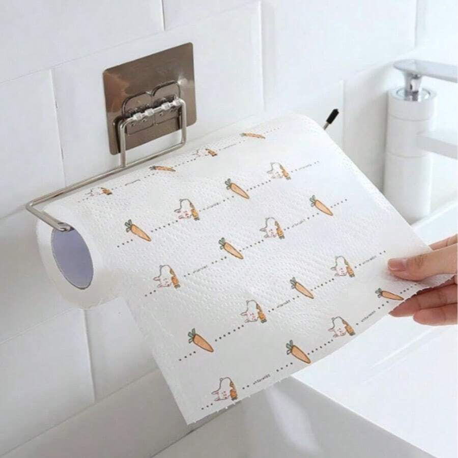 Slouchy Cloth Holder, Stainless Steel Paper Towel Holder - Cling Wrap Holder - Dishcloth Holder, Disposable Dishcloth Holder, Bathroom Towel Rack - No Drill Stainless Steel Home Storage Organizer