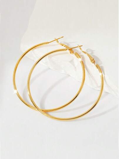 1 par de pendientes de aro gruesos de 5cm de oro, pendientes grandes minimalistas y de moda para mujeres