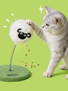 1 pieza Nueva Tabla rascadora multifuncional inteligente y creativa, duradera y resistente a los arañazos, con base de hierba, muelle oscilante, muñeca de peluche de oveja/vaca móvil, palito de hierba gatera, adecuada para gatos medianos/grandes, suministros para mascotas de interior, sin batería, ideal para entretenimiento solitario, interacción, entrenamiento de alimentación lenta, consumo de energía, liberación de instinto, alivio del aburrimiento, reducción de comportamiento destructivo, gran regalo para el cumpleaños de gato/perro - Multicolor - Ver 3
