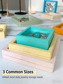 1pc Multi-Color & Multi-Size Dust-Proof Jewelry Storage Box, Suitable For Bracelets, Hair Accessories, Rings, Necklaces, Badges, Medals And Other Items - Multicolor - View 6