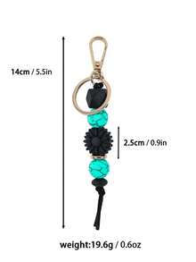 1个波西米亚风雏菊串珠钥匙扣，可爱硅胶雏菊吊坠，饰有纹理石珠和编织流苏，是送给朋友、姐妹和植物爱好者的贴心礼物。 - 多色 - 查看 9