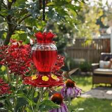 Hummingbird Feeder 20 Oz [Set Of 2] Plastic Hummingbird Feeders For Outdoors, With Built-In Ant Guard And Bee Proof - 6 Feeding Ports - Wide Mouth For Easy Filling/2 Part Base For Easy Cleaning - ColorA - View 3