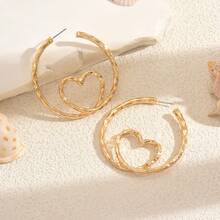 Bông tai vàng hình trái tim, mẫu bông tai vòng đơn giản, thanh lịch, sang trọng mới dành cho nữ. - Nhiều màu - Xem 11
